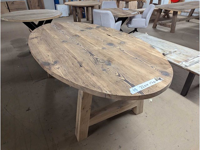 Eettafel oud grenen ovaal 220x120cm - afbeelding 1 van  3