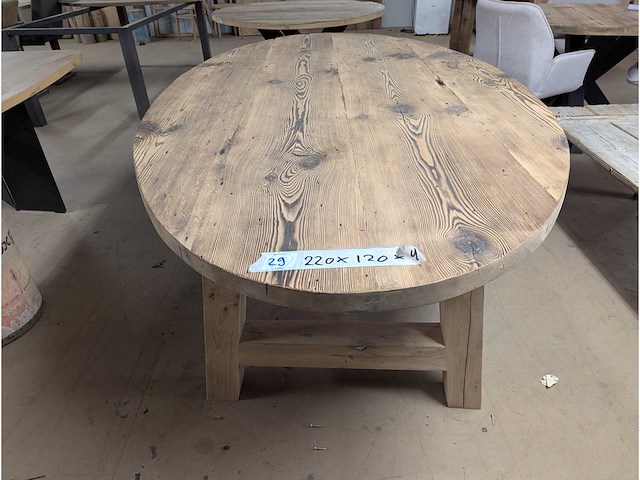 Eettafel oud grenen ovaal 220x120cm - afbeelding 2 van  3