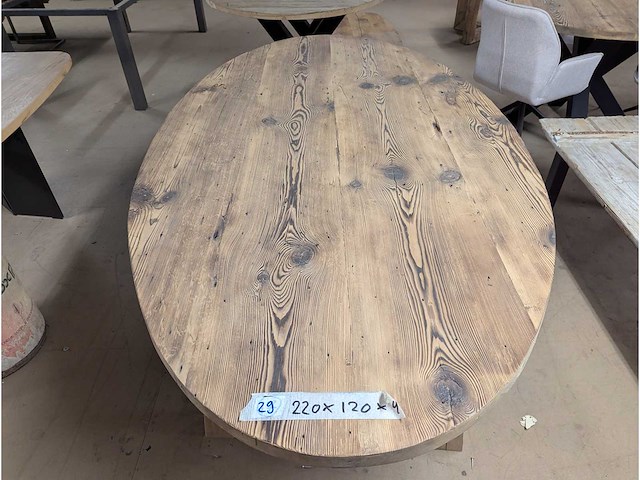 Eettafel oud grenen ovaal 220x120cm - afbeelding 3 van  3