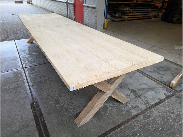 Eettafel oud grenen voor binnen en buiten 370x110cm - afbeelding 1 van  3