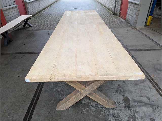 Eettafel oud grenen voor binnen en buiten 370x110cm - afbeelding 2 van  3