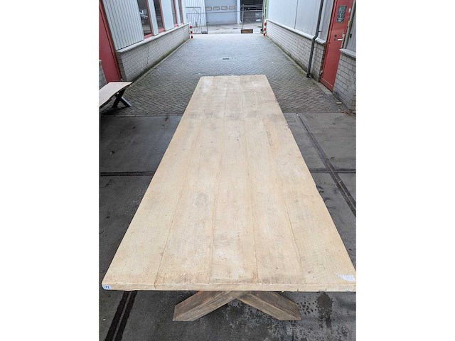 Eettafel oud grenen voor binnen en buiten 370x110cm - afbeelding 3 van  3