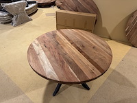 Eettafel, rond acaciahout, zwart metalen spinpoot - afbeelding 4 van  4