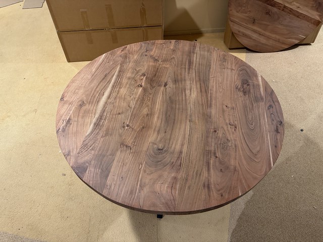 Eettafel, rond acaciahout, zwart metalen spinpoot - afbeelding 4 van  4