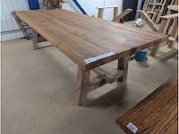 Eettafel rustiek eiken epoxy. 250 x 100 x 78cm. klooster onderstel - afbeelding 1 van  3