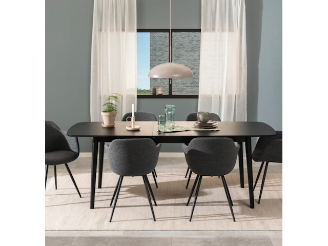 Eettafel uitschuifbaar , by fonq , evolve, zwart - afbeelding 2 van  7