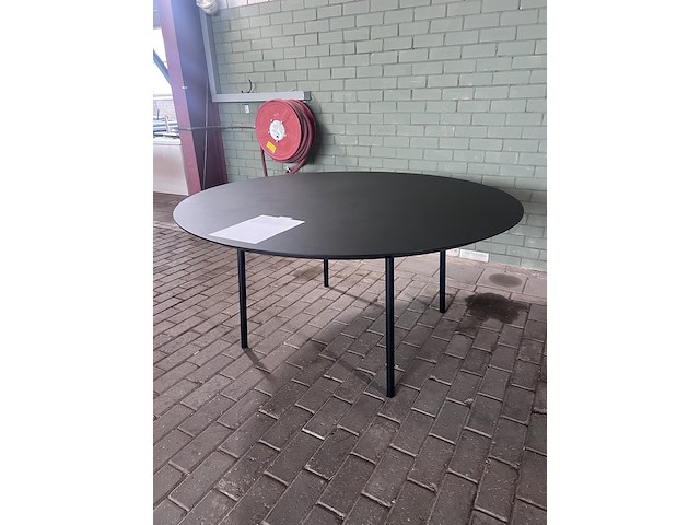 Eettafel vergadertafel rond hpl fenix, studio henk, zwart - afbeelding 3 van  10