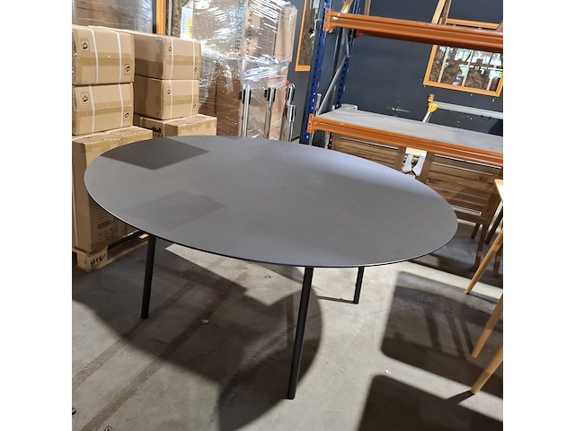Eettafel vergadertafel rond hpl fenix, studio henk, zwart - afbeelding 5 van  10