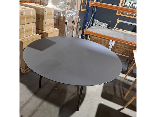 Eettafel vergadertafel rond hpl fenix, studio henk, zwart - afbeelding 6 van  10