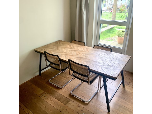 Eettafel | visgraat, teakhout, karwei, mateo - afbeelding 4 van  4