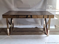 Eettafel v.v. glazen blad en rvs onderstel - afbeelding 1 van  4