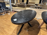 Eettafel, zwart hardhout, zwart metalen spinpoot - afbeelding 2 van  4