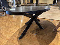 Eettafel, zwart hardhout, zwart metalen spinpoot - afbeelding 3 van  4