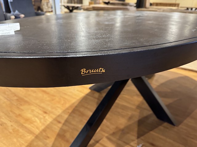 Eettafel, zwart hardhout, zwart metalen spinpoot - afbeelding 4 van  4