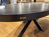 Eettafel, zwart hardhout, zwart metalen spinpoot - afbeelding 4 van  4