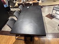 Eettafel, zwart hardhout, zwart metalen spinpoot - afbeelding 5 van  6