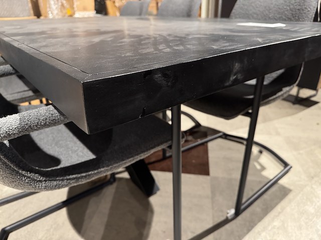 Eettafel, zwart hardhout, zwart metalen spinpoot - afbeelding 6 van  6