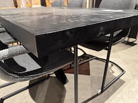 Eettafel, zwart hardhout, zwart metalen spinpoot - afbeelding 6 van  6