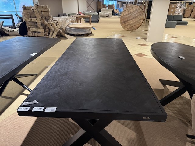 Eettafel, zwart hardhout, zwart metalen x-poot - afbeelding 3 van  5