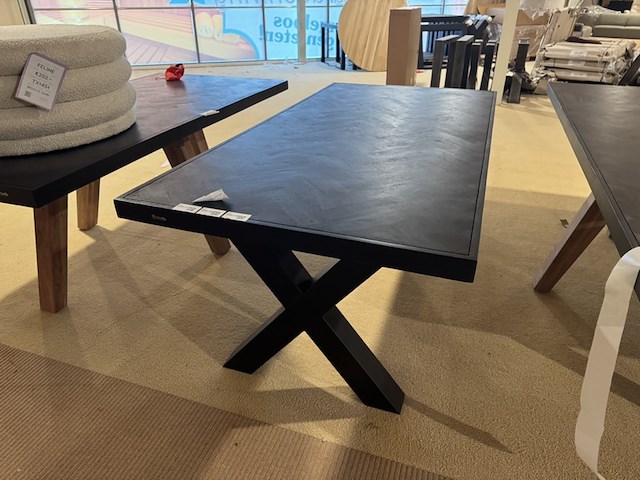 Eettafel, zwart hardhout, zwart metalen x-poot - afbeelding 1 van  5