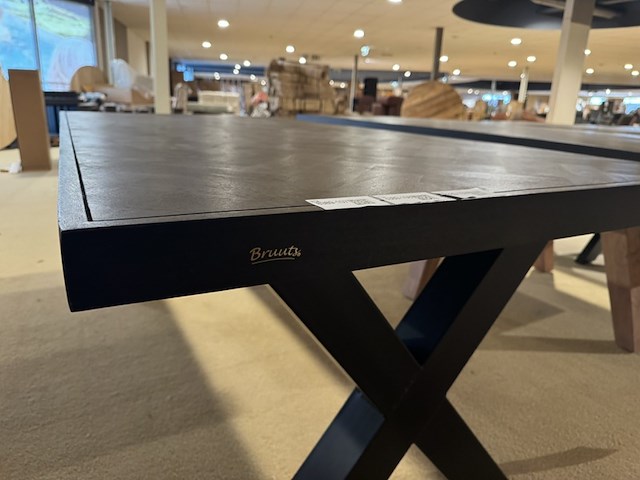 Eettafel, zwart hardhout, zwart metalen x-poot - afbeelding 3 van  5