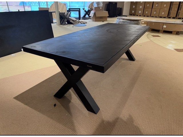 Eettafel, zwart hardhout, zwart metalen - afbeelding 1 van  1