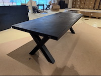 Eettafel, zwart hardhout, zwart metalen - afbeelding 1 van  1