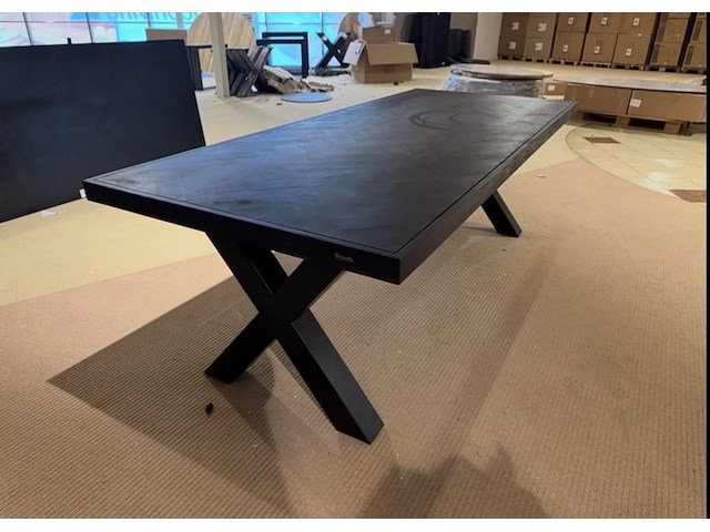 Eettafel, zwart hardhout, zwart metalen - afbeelding 1 van  1