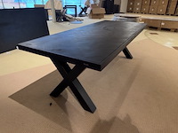 Eettafel, zwart hardhout, zwart metalen - afbeelding 1 van  1