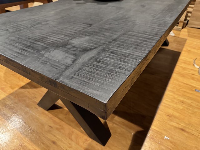 Eettafel, zwart mangohout, zwart metalen x-poot - afbeelding 4 van  4