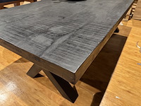 Eettafel, zwart mangohout, zwart metalen x-poot - afbeelding 4 van  4