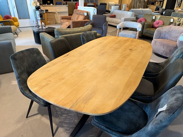 Eettafel, zwart metalen spinpoot naturel - afbeelding 3 van  5
