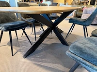 Eettafel, zwart metalen spinpoot naturel - afbeelding 4 van  5