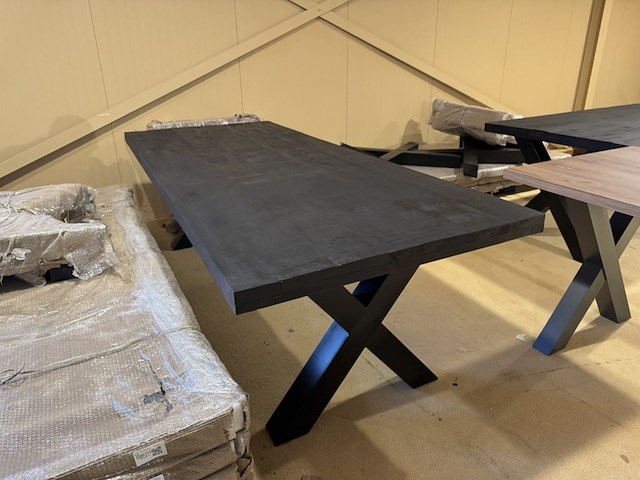 Eettafel, zwart, zwart metalen x-poot - afbeelding 2 van  5