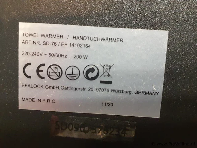 Efalock gentle heat handdoekverwarmer sd-76 / 14102164 - afbeelding 4 van  4