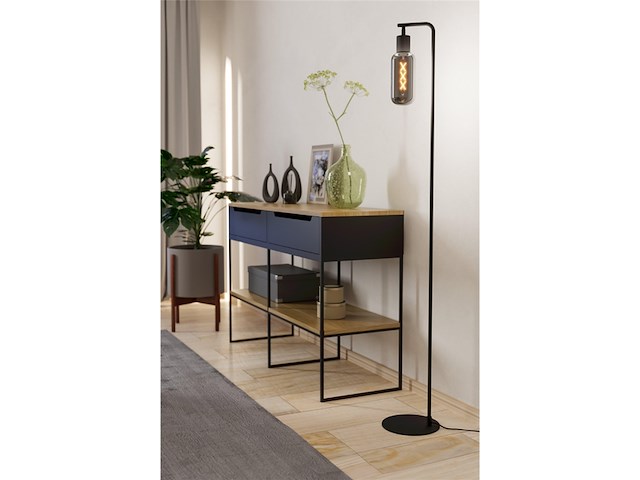 Eglo majone vloerlamp e27 151 cm zwart/grijs smoke glas - afbeelding 3 van  4