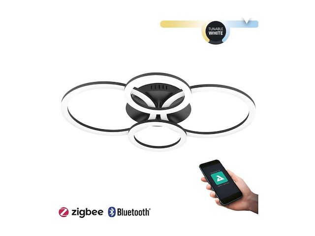 Eglo plafondlamp parrapos led cct 4l zwart - afbeelding 2 van  3