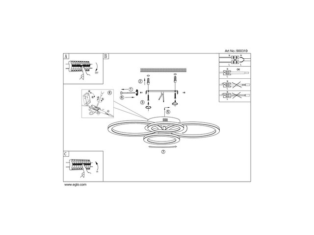 Eglo plafondlamp parrapos led cct 4l zwart - afbeelding 3 van  3