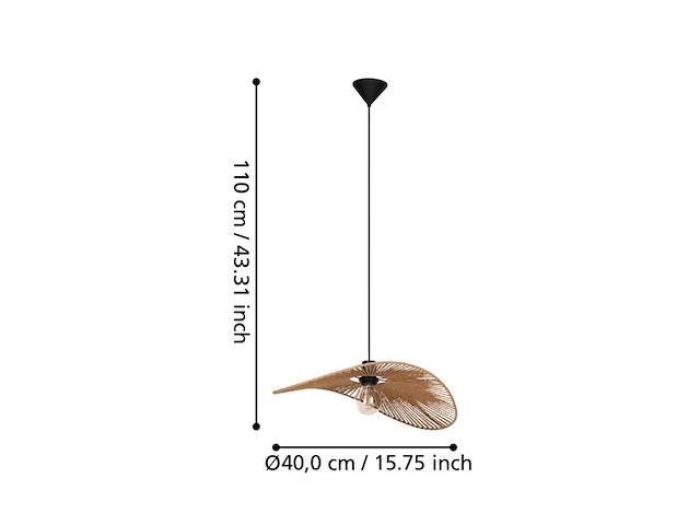 Eglo siruela hanglamp e27 56 cm bruin/zwart - afbeelding 2 van  3