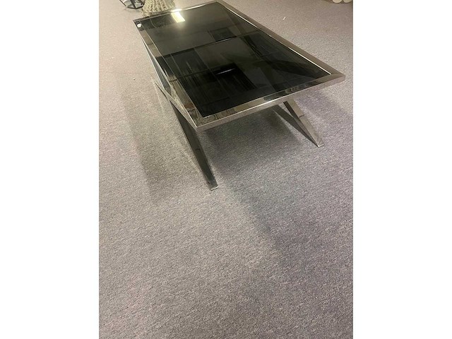 Eichholtz original salontafel ca. 150 x 100 x 45 cm, zilver onderstel - afbeelding 3 van  3