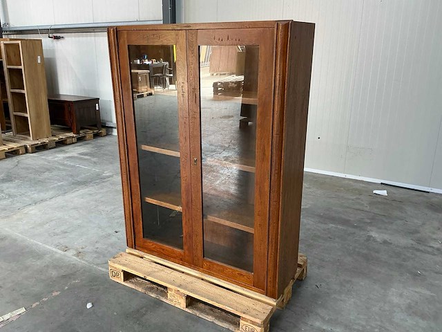 Eiken bovenkast / displaykast 156x120,5x36cm - afbeelding 1 van  5