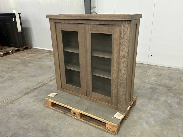 Eiken bovenkast of displaykast 121x124,5x35,5cm - afbeelding 1 van  4