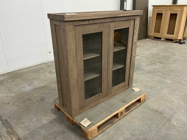 Eiken bovenkast of displaykast 121x124,5x35,5cm - afbeelding 2 van  4