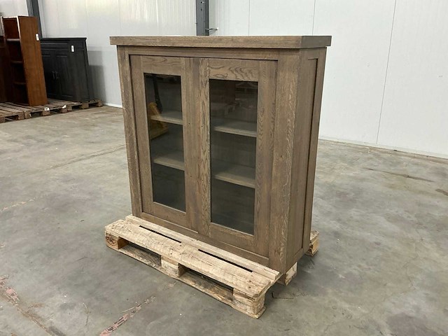 Eiken displaykast 120,5x124,5x35,5cm - afbeelding 1 van  7