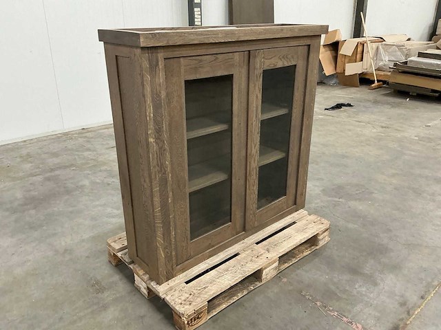 Eiken displaykast 120,5x124,5x35,5cm - afbeelding 3 van  7