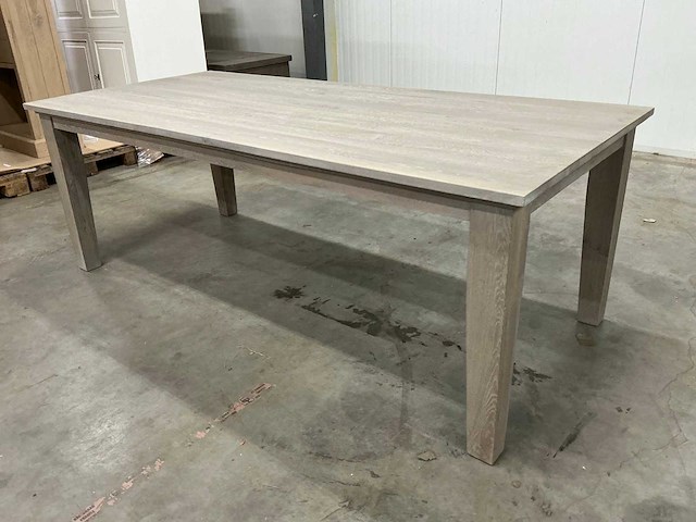 Eiken eettafel 100,5x220,5x78,5cm - afbeelding 1 van  6