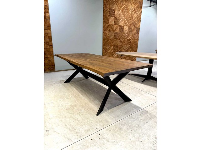 Eiken eettafel 220 cm. - afbeelding 1 van  4