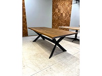 Eiken eettafel 220 cm. - afbeelding 1 van  4