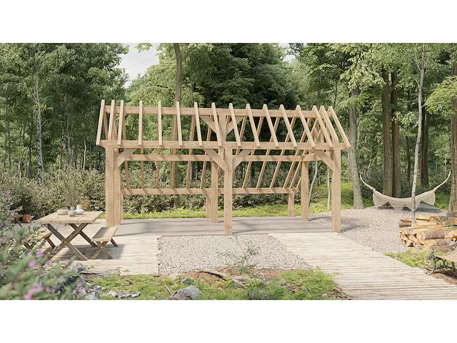 Eiken kap-schuur/poolhouse 4x6 - afbeelding 1 van  19