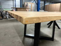 Eiken massief 150x150 x 77 stalen cross poot - afbeelding 1 van  1